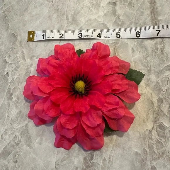 Pink Pinup Hair Flower Clip - Picture 2 of 3